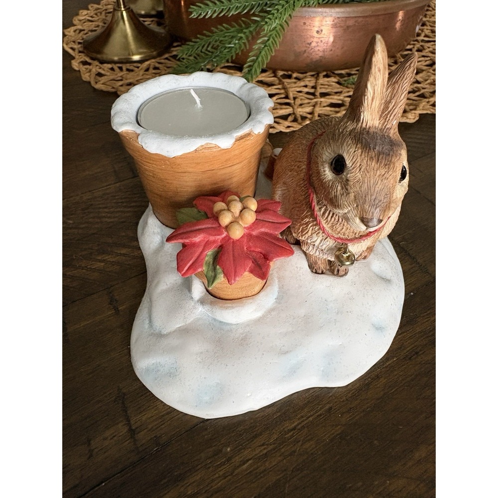VTG 1980s Hallmark Tea Light Candle Holder Sketchbook Marjolein Bastin Rabbit